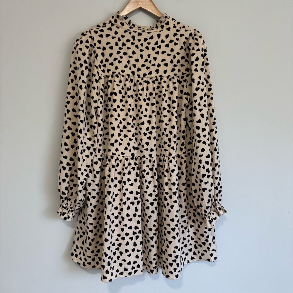 English Factory Dotted Tan and Black Long Sleeve Dress - Picture 6 of 6
